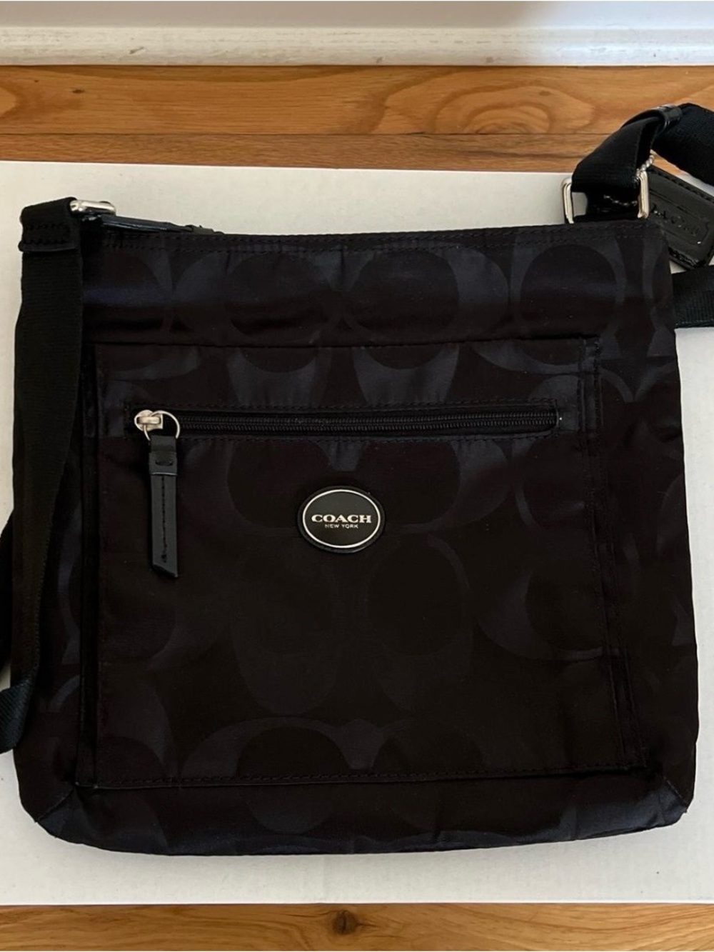 Coach Black Quilted Crossbody with Tan Interior